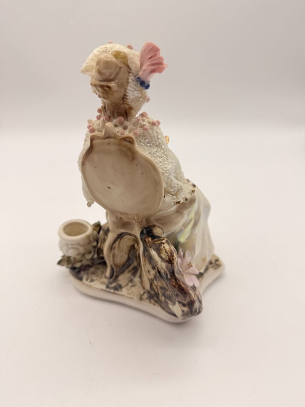 Vintage Hand-Painted Porcelain Lady Figurine - Lace & Applied Flowers - Picture 4 of 5